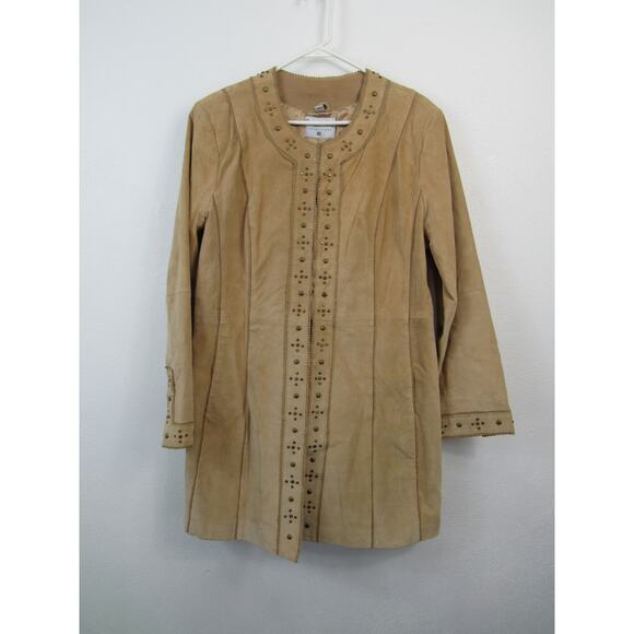 Vintage Pamela McCoy 3/4 Length 100% Suede Studded Western Style Jacket Large - Picture 1 of 9